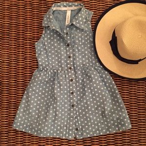 Girls XS 4/5 Polka dot Denim Dress